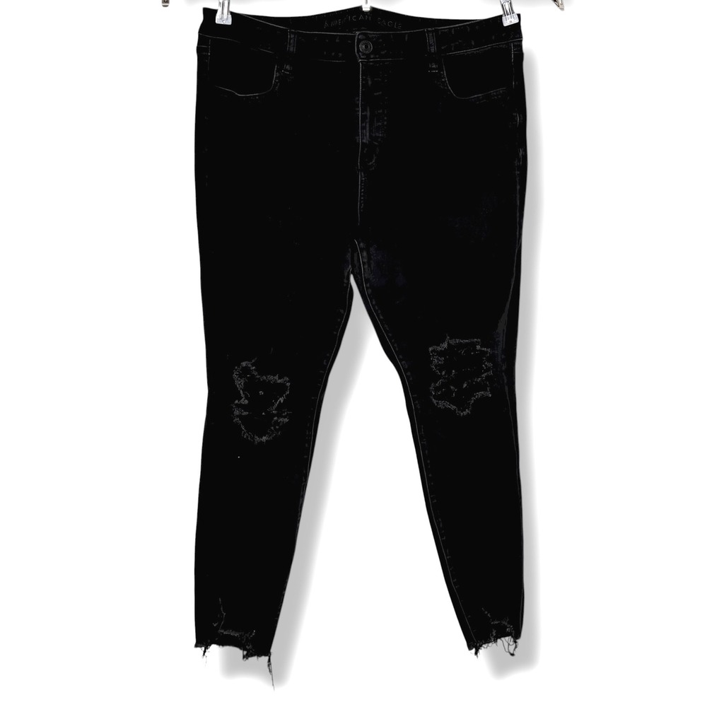 American Eagle Outfitters Black Distressed High Waisted Skinny Jeans‎ Women 18
